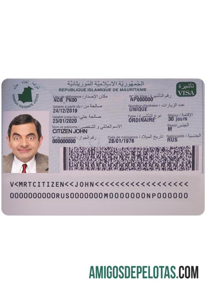 Visto para Mauritânia modelo